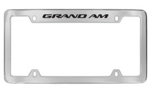 Pontiac Grand Am Top Engraved Chrome Plated Brass License Plate Frame With Black Imprint