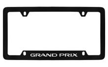 Pontiac Grand Prix Bottom Engraved Black Coated Zinc License Plate Frame With Silver Imprint