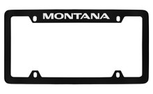 Pontiac Montana Top Engraved Black Coated Zinc License Plate Frame With Silver Imprint