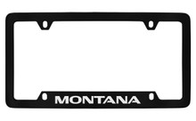 Pontiac Montana Bottom Engraved Black Coated Zinc License Plate Frame With Silver Imprint