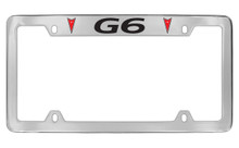 Pontiac G6 With 2 Red Logos Top Engraving Chrome Plated Brass License Plate Frame With Black Imprint