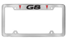 Pontiac G8 With 2 Red Logos Top Engraved Chrome Plated Brass License Plate Frame With Black Imprint