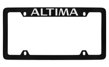 Nissan Altima Black Coated Metal Top Engraved License Plate Frame Holder