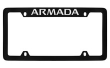 Nissan Armada Black Coated Zinc Top Engraved License Plate Frame Holder