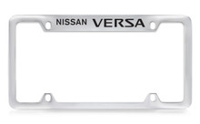 Nissan Versa Top Engraved Chrome Plated Solid Brass License Plate Frame Holder With Black Imprint