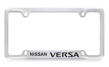 Nissan Versa Bottom Engraved Chrome Plated Solid Brass License Plate Frame Holder With Black Imprint
