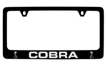 Ford Cobra With 2 Cobra Logos Black Coated Zinc Frame With Silver Imprint