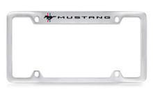 Ford Mustang Tri Color Bar Pony Top Engraved Chrome Plated Solid Brass License Plate Frame Holder With Black Imprint With Color Stripes