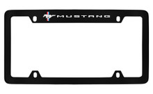 Ford Mustang With Pony & 3 Bars Top Engraved Black Coated Zinc Frame With Silver Imprint