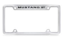 Ford Mustang GT Top Engraved Chrome Plated Solid Brass License Plate Frame Holder With Black Imprint