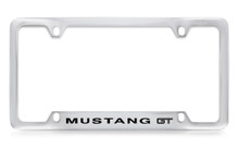 Ford Mustang GT Bottom Engraved Chrome Plated Solid Brass License Plate Frame Holder With Black Imprint