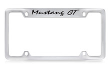 Ford Mustang GT Top Engraved Chrome Plated Solid Brass License Plate Frame Holder With Black Imprint Script