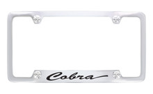 Ford Cobra Script Bottom Engraved Chrome Plated Solid Brass License Plate Frame Holder Frame With Black Imprint