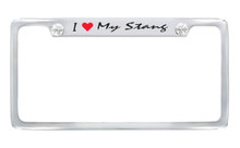 Ford Brand I Love My Stang Top Engraved Chrome Plated Solid Brass License Plate Frame Holder With Black Imprint Script