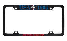 Ford USA 1964 With Tri Color Bar Pony Top Engraved Chrome Plated Metal License Plate Frame Holder