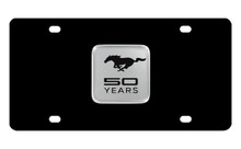 Mustang 50th Anniversary-50 Years With Single Pony-Black Stainless Plate With Chrome Emblem