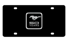 Mustang 50th Anniversary-50 Years With Single Pony-Black Stainless Plate With Black Emblem