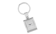 Mustang Imprint Satin Chrome Square Keychain With Bent Profile