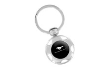 Mustang Chrome Plated Wheel With 1/2 Moon Cutout And Insert Keychain