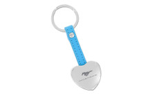 Mustang Blue Leather Keychain With Hidden Heart Photo Frame