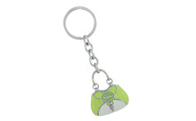 Custom Purse Keychain Green And White With Green Crystals