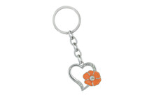 Heart With Orange Flower With Clear Crystals