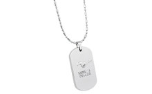 Mustang 50th Anniversary-Male 3D Raised Mustang 50 Years Logo Chrome On Chrome Dog Tag Necklace With 20' Chain