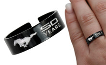 Mustang 50th Anniversary-Unisex Mustang 50th Years Chrome Logo Expandable Black Ring