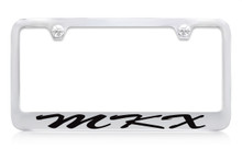 Lincoln MKX Script Chrome Plated Solid Brass License Plate Frame Holder With Black Imprint