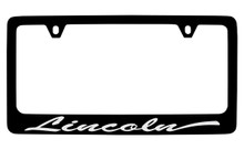 Lincoln Script Black Coated Zinc License Plate Frame Holder With Silver Imprint