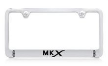 Lincoln MKX Logo Chrome Plated Solid Brass License Plate Frame Holder With Black Imprint