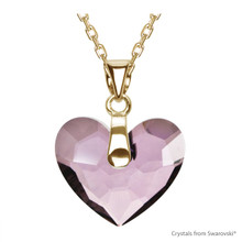 Antique Pink Truly In Love Heart Necklace Embellished With Dazzling Crystals (NE2G-001ANTP)