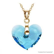 Aquamarine Truly In Love Heart Necklace Embellished With Dazzling Crystals (NE2G-202)