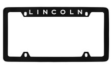 Lincoln Wordmark Top Engraved Black Coated Zinc License Plate Frame Holder With Silver Imprint