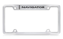 Lincoln Navigator Logo Top Engraved Solid Brass License Plate Frame Holder With Black Imprint