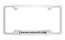 Lincoln Navigator Logo Bottom Engraved Solid Brass License Plate Frame Holder With Black Imprint