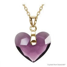 Amethyst Truly In Love Heart Necklace Embellished With Dazzling Crystals (NE2G-204)