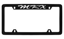 Lincoln MKX Script Top Engraved Black Coated Zinc License Plate Frame Holder With Silver Imprint