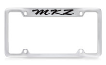 Lincoln MKZ Script Top Engraved Metal License Plate Frame Holder With Black Imprint