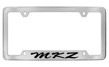 Lincoln MKZ Script Bottom Engraved Solid Brass License Plate Frame Holder With Black Imprint