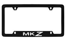 Lincoln MKZ Script Bottom Engraved Black Coated Zinc License Plate Frame Holder With Silver Imprint