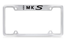 Lincoln MKS Logo Top Engraved Solid Brass License Plate Frame Holder With Black Imprint