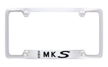 Lincoln MKS Logo Bottom Engraved Solid Brass License Plate Frame Holder With Black Imprint