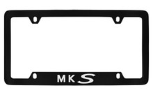 Lincoln MKS Bottom Engraved Black Coated Zinc License Plate Frame Holder With Silver Imprint
