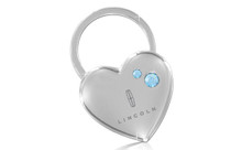 Lincoln Heart Shape With 2 Blue Crystals In A Black Gift Box. Embellished With Dazzling Crystals