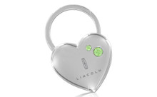 Lincoln Heart Shape With 2 Green Crystals In A Black Gift Box. Embellished With Dazzling Crystals