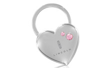 Lincoln Heart Shape With 2 Pink Crystals In A Black Gift Box. Embellished With Dazzling Crystals