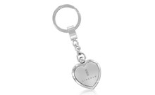 Lincoln Satin/Chrome Two Tone Heart Shape Keychain In A Black Gift Box