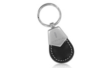 Lincoln Black Tear Shaped Leather Keychain With Brush Satin Top Keychain In A Black Gift Box
