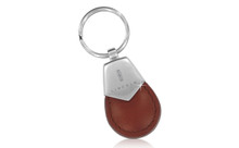 Lincoln Brown Tear Shaped Leather Keychain With Brush Satin Top Keychain In A Black Gift Box